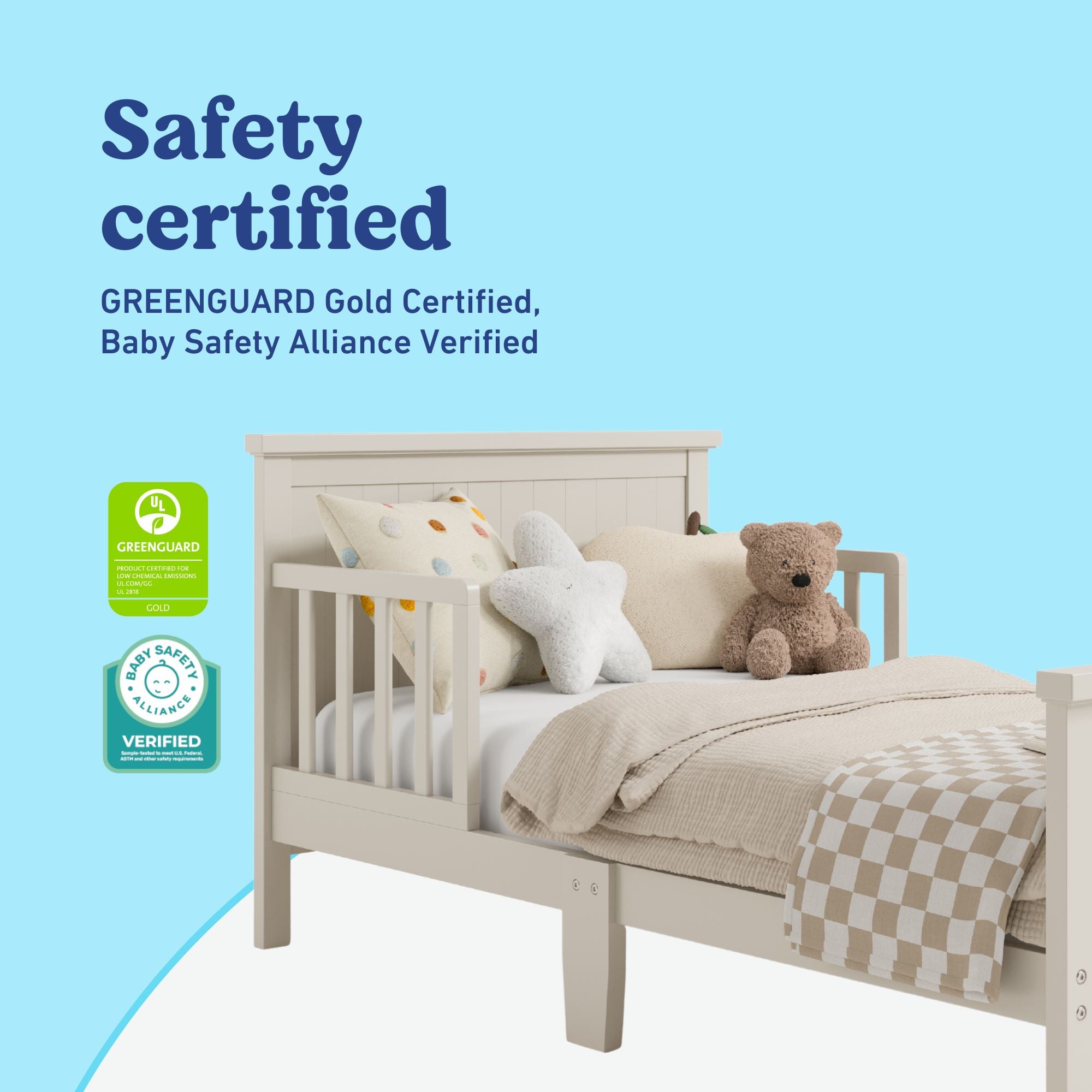 Bailey frosted oat toddler bed certifications callout