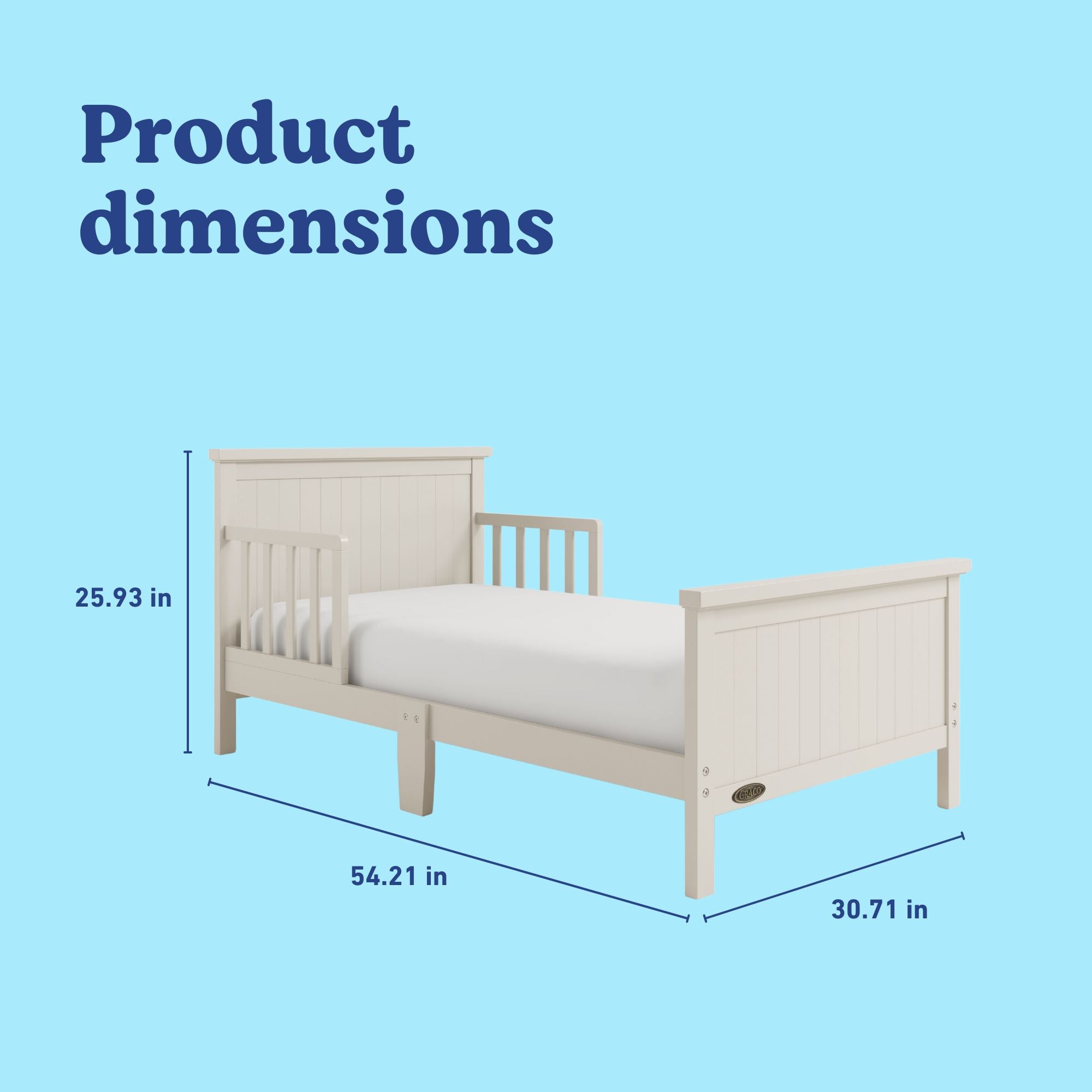 Bailey frosted oat toddler bed with dimensions
