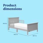 Bailey pebble gray toddler bed with dimensions