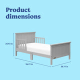 Bailey pebble gray toddler bed with dimensions