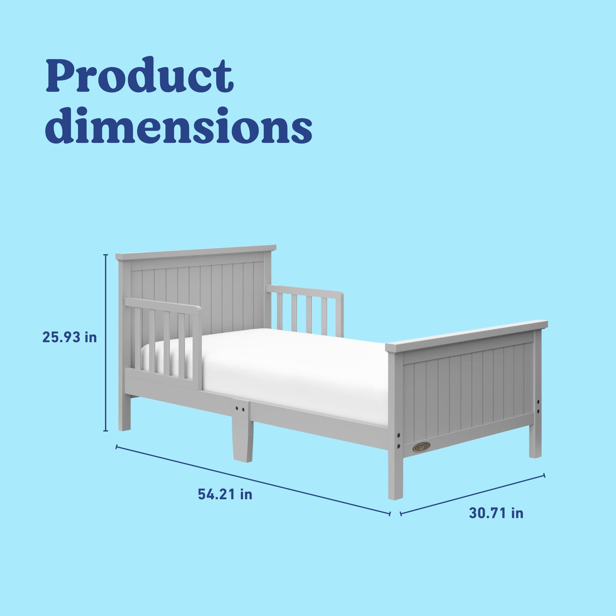 Bailey pebble gray toddler bed with dimensions