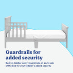 Bailey pebble gray toddler bed guardrails callout
