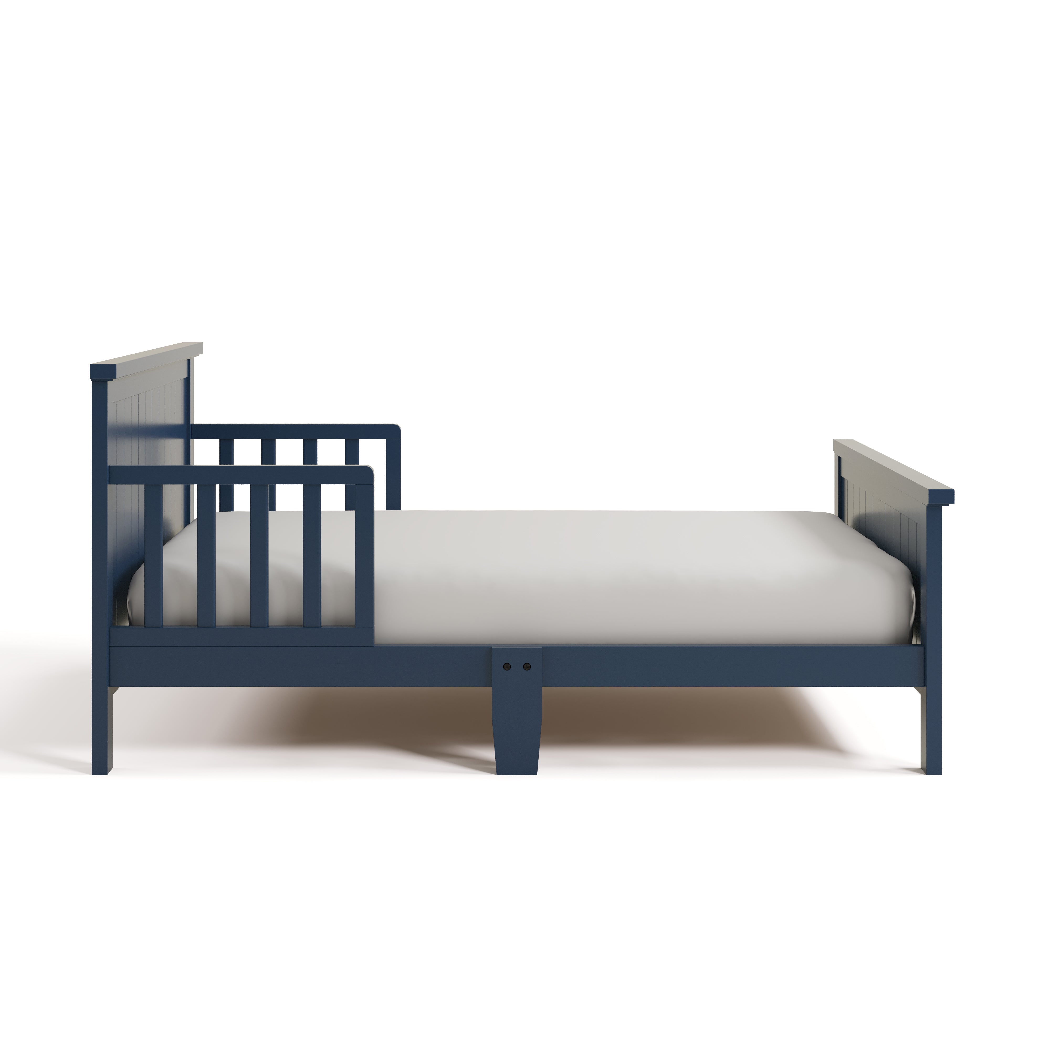 Bailey midnight blue toddler bed side view