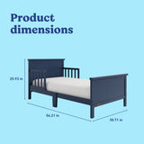 Bailey midnight blue toddler bed with dimensions