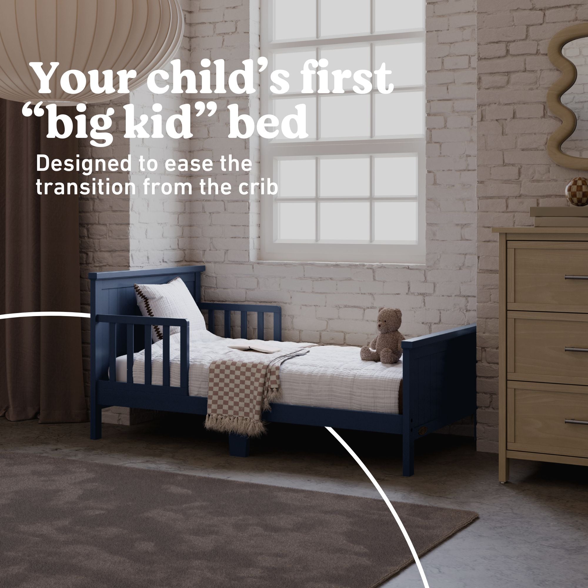 Bailey midnight blue toddler bed callout