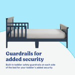 Bailey midnight blue toddler bed guardrails callout