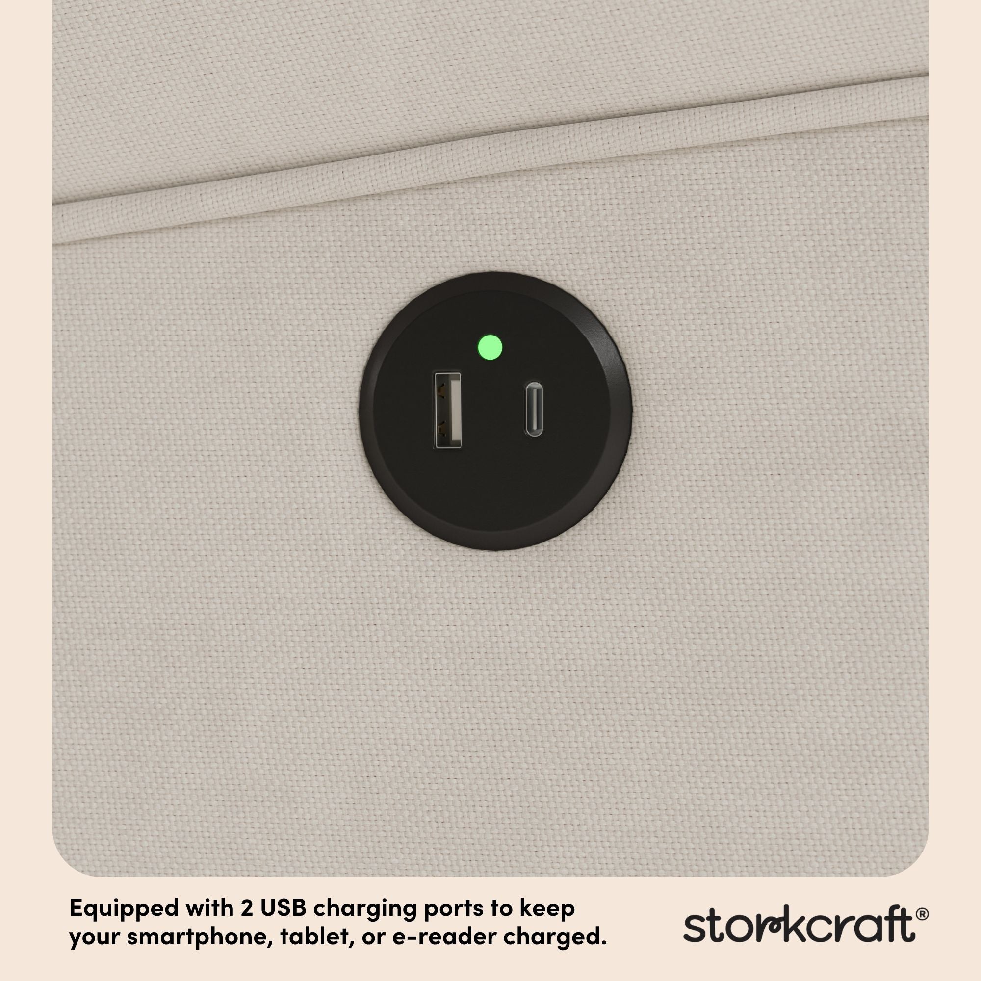 Serenity ivory glider dual USB ports callout