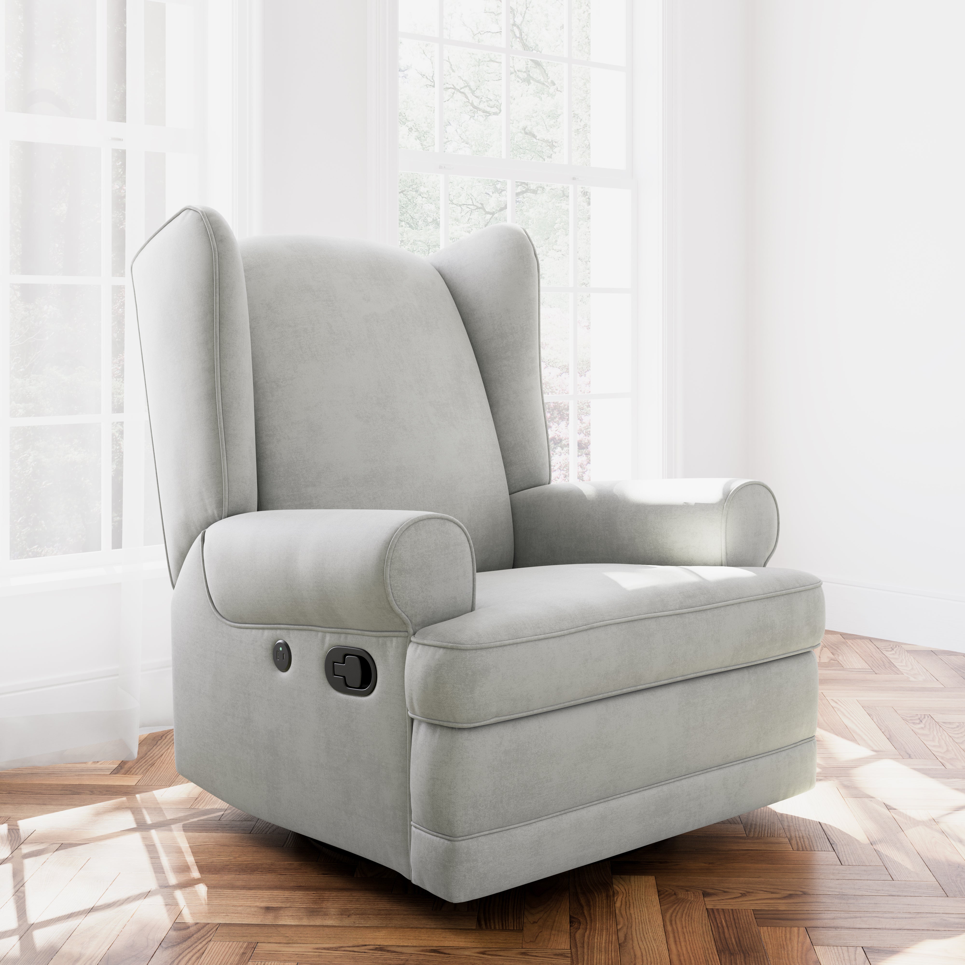 Storkcraft® Serenity Wingback Upholstered Recliner Glider.
