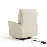 Santorini ivory corduroy recliner back view with power cord