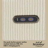 Santorini ivory corduroy glider dual USB ports callout