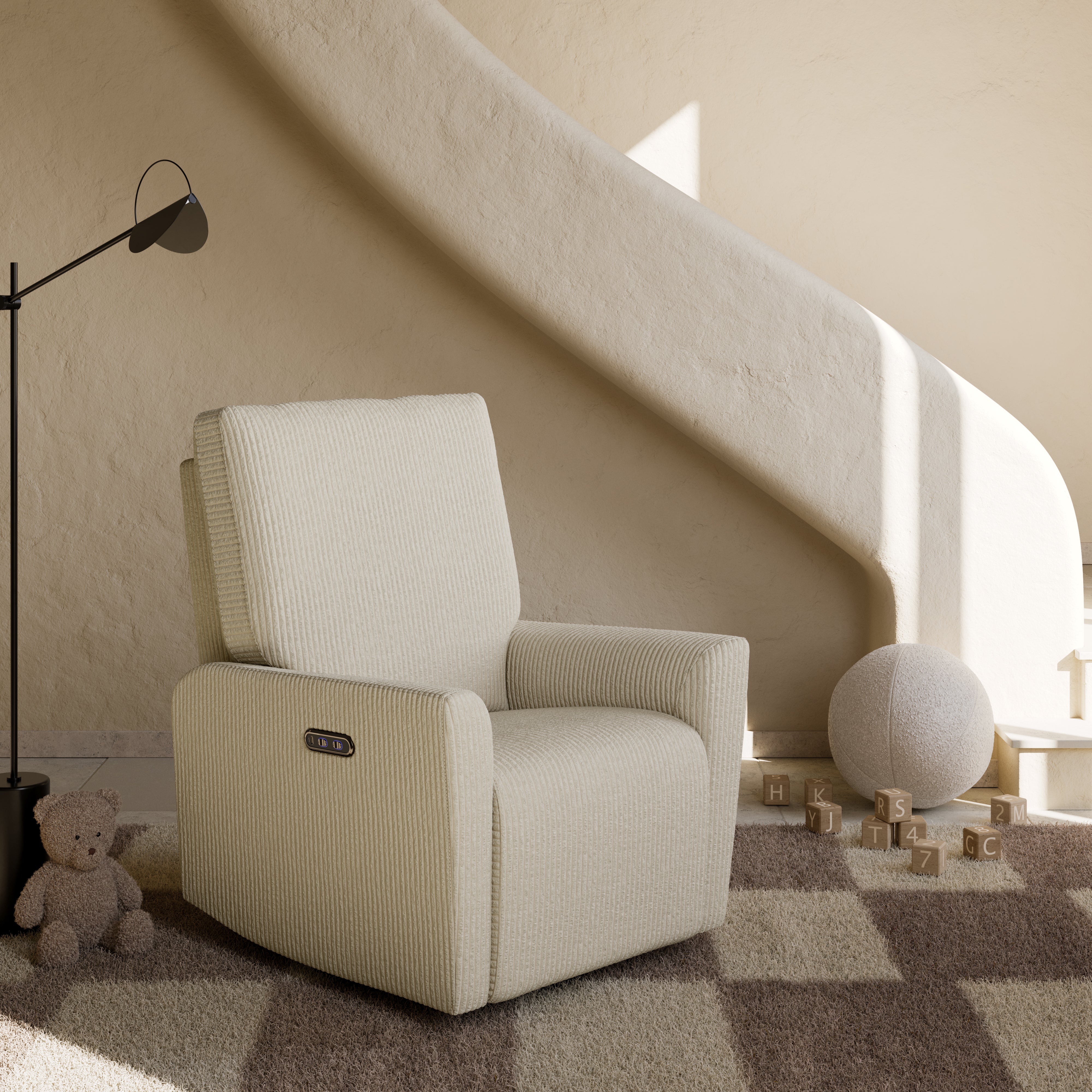 Storkcraft® Santorini® Deluxe Power Recliner Swivel Glider.