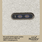 Santorini ivory boucle glider dual USB ports callout