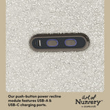 Santorini ivory boucle glider dual USB ports callout