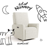 Santorini ivory boucle glider with black doodles overlaid on image