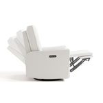 Santorini ivory basketweave recliner side view with reclining position shadows