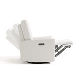 Santorini ivory basketweave recliner side view with reclining position shadows