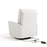 Santorini ivory basketweave recliner back view with power cord