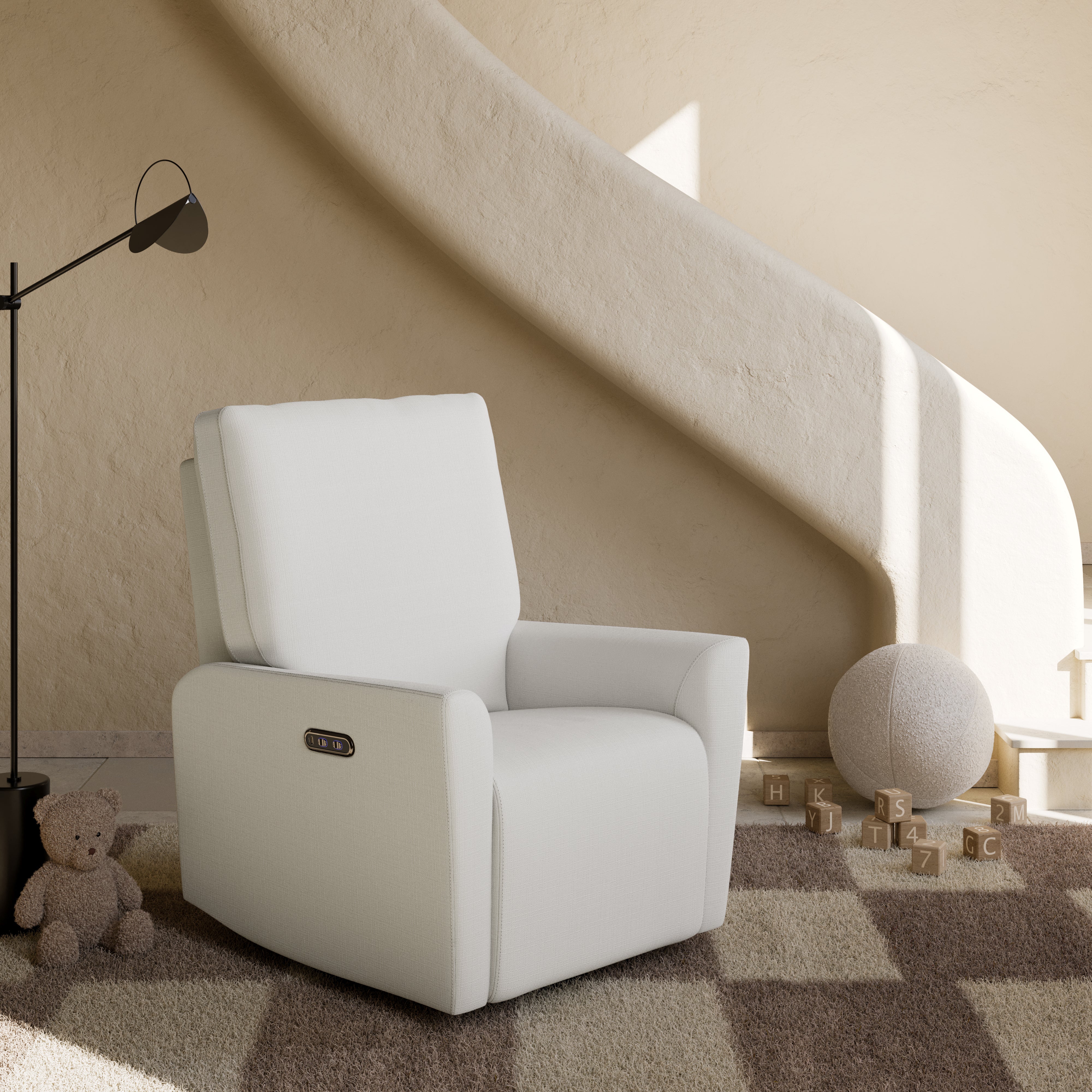 Santorini ivory basketweave recliner in nursery