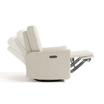 Santorini dune basketweave recliner side view with reclining position shadows