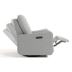 Teddi salt and pepper boucle power recliner side view with reclining position shadows