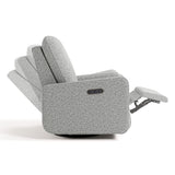 Teddi salt and pepper boucle power recliner side view with reclining position shadows