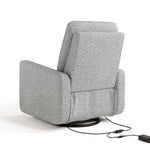 Teddi salt and pepper boucle power recliner back view with power cord