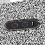 Teddi salt and pepper boucle power recliner closeup of dual USB ports and push power buttons