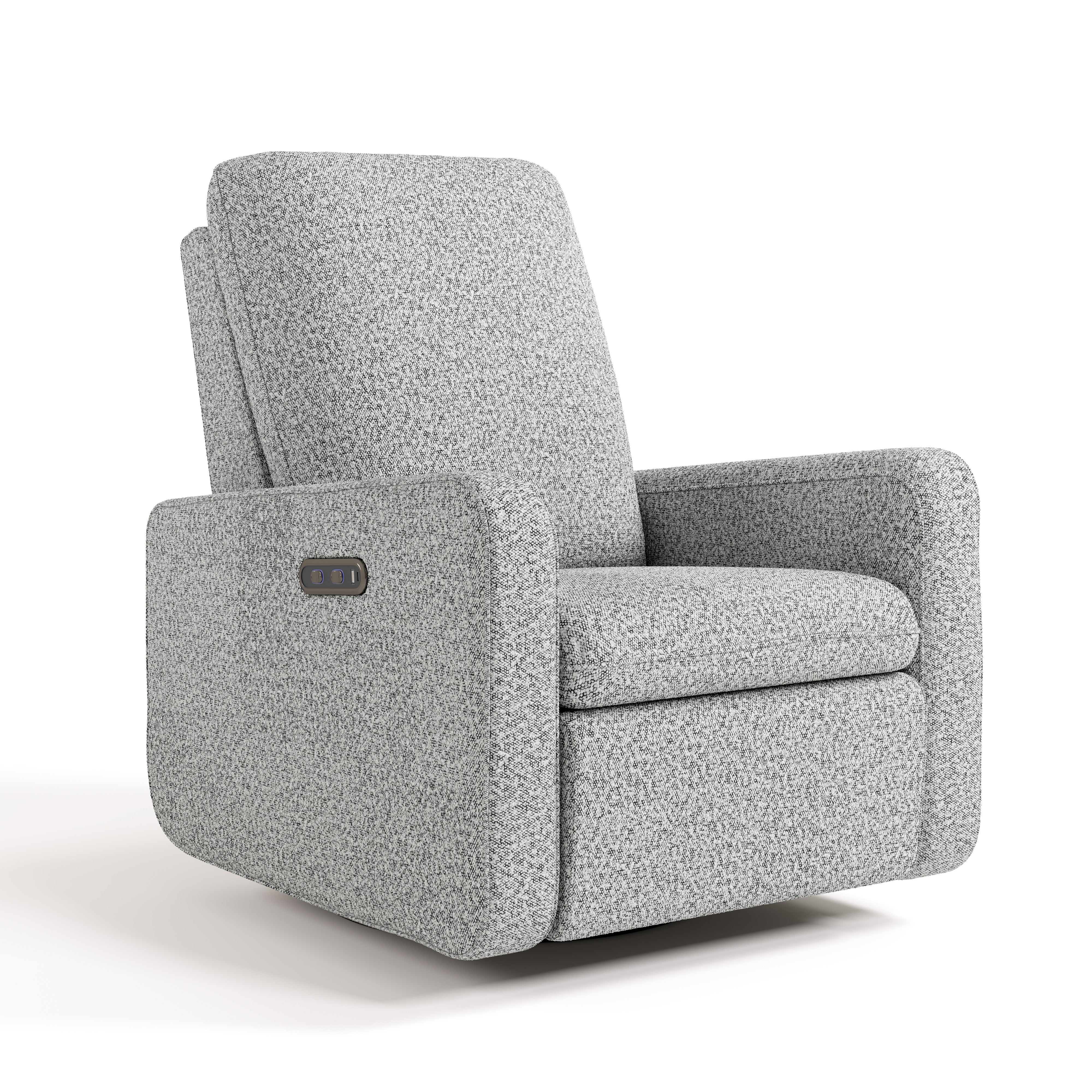 Teddi salt and pepper boucle power recliner angle view