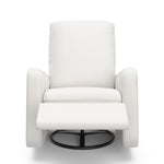 Teddi ivory basketweave power recliner front view with leg rest up