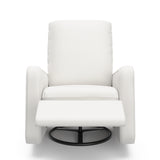 Teddi ivory basketweave power recliner front view with leg rest up