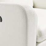 Teddi ivory basketweave power recliner close up of boucle fabric on arm