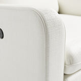 Teddi ivory basketweave power recliner close up of boucle fabric on arm