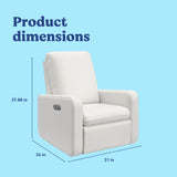 Teddi ivory basketweave power recliner with dimensions