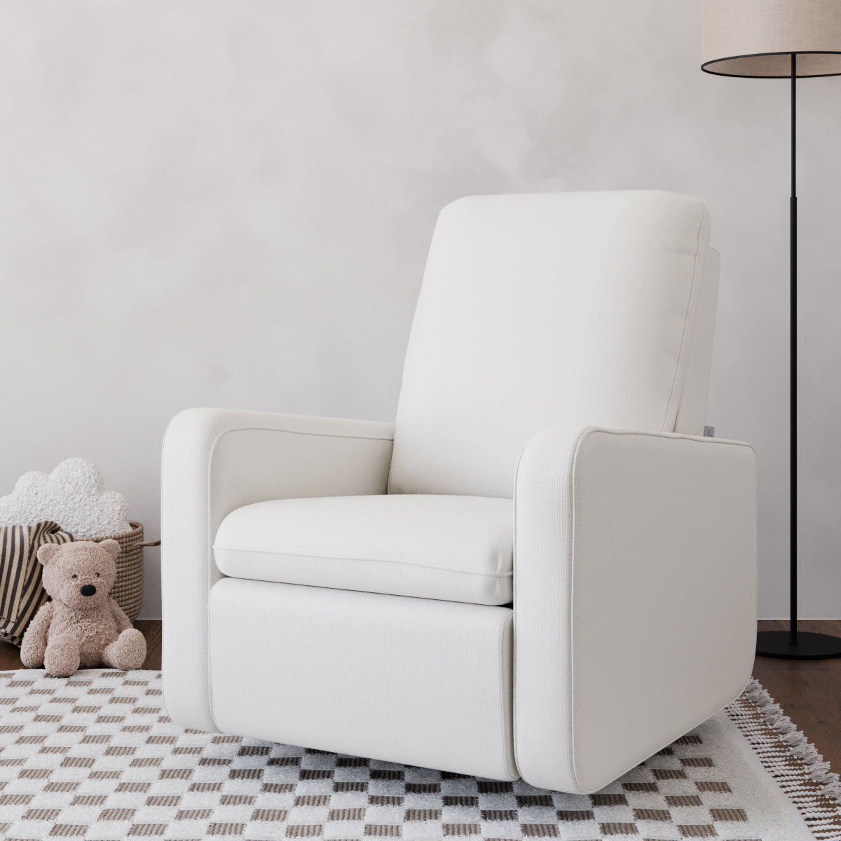Teddi ivory basketweave power recliner in nursery