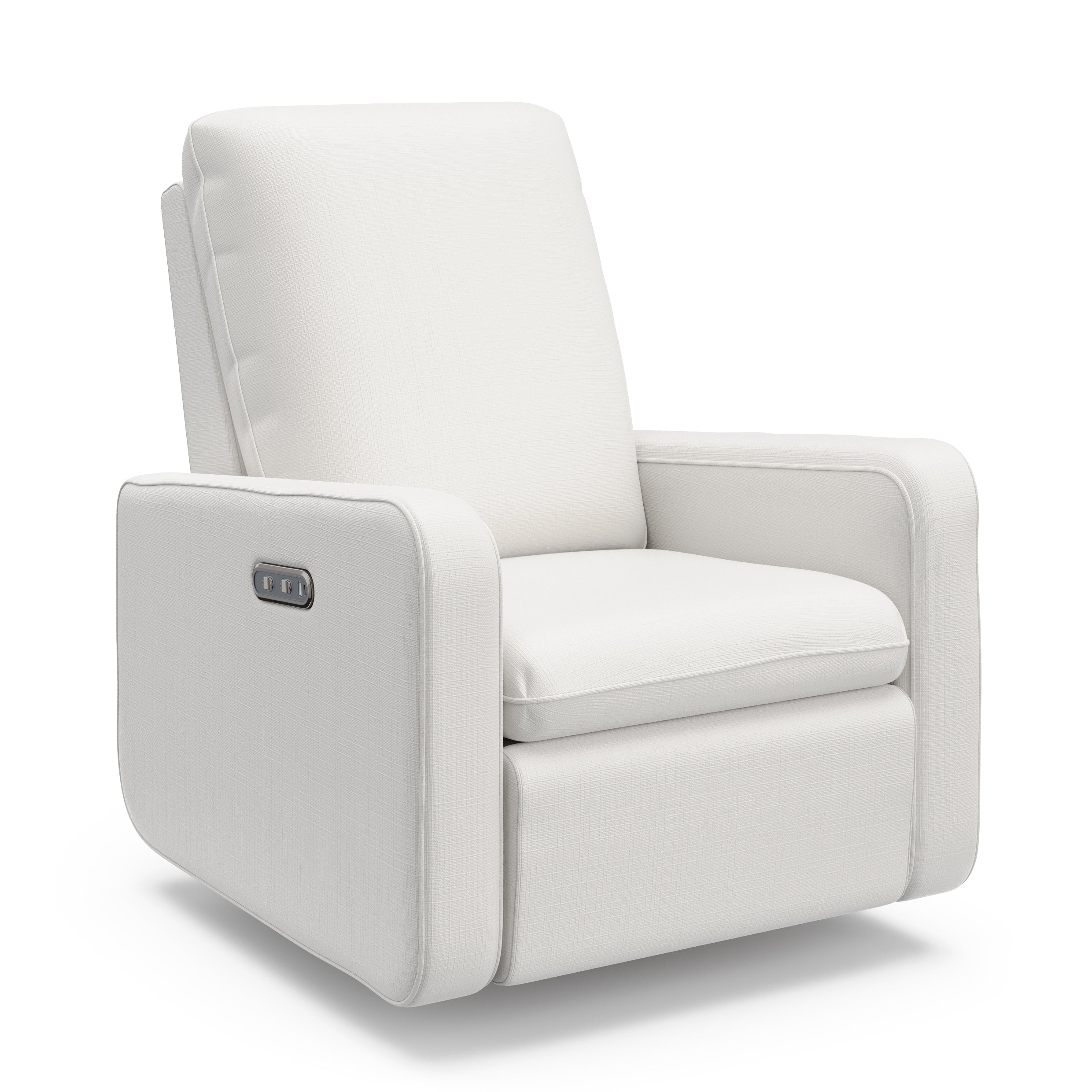 Teddi ivory basketweave power recliner angle view