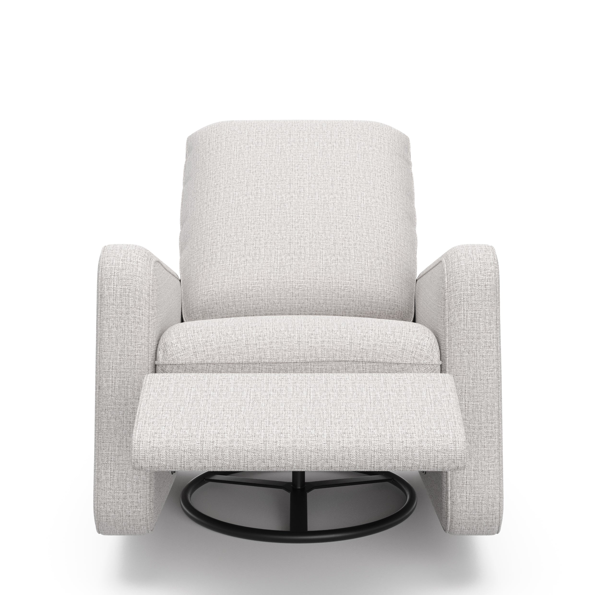 Teddi steel basketweave power recliner reclined front view with leg rest up