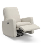 Teddi dune basketweave power recliner angle view with leg rest up