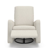 Teddi dune basketweave power recliner front view with leg rest up