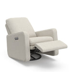 Teddi dune basketweave power recliner reclined angle view with leg rest up