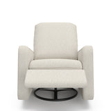 Teddi dune basketweave power recliner reclined front view with leg rest up