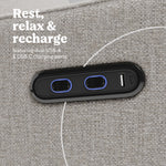 Teddi dune basketweave power recliner dual USB ports callout