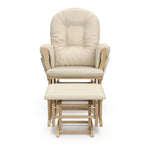 natural glider and ottoman with beige cushions front view