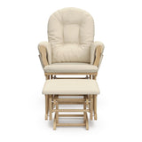 natural glider and ottoman with beige cushions front view