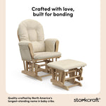 hoop glider and ottoman natural frame with beige cushions style callout