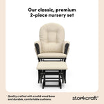hoop glider and ottoman black frame with beige cushions 2-piece nursery set callout