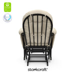 hoop glider and ottoman black frame with beige cushions with GGG and PTPA logo on top left