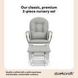 hoop glider and ottoman white frame with light gray cushions 2-piece nursery set callout