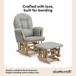 hoop glider and ottoman natural frame with light gray cushions style callout