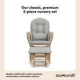 hoop glider and ottoman natural frame with light gray cushions 2-piece nursery set callout