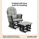 hoop glider and ottoman black frame with light gray cushions style callout